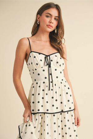 Polkadot Tiered Midi Dress - Ivory