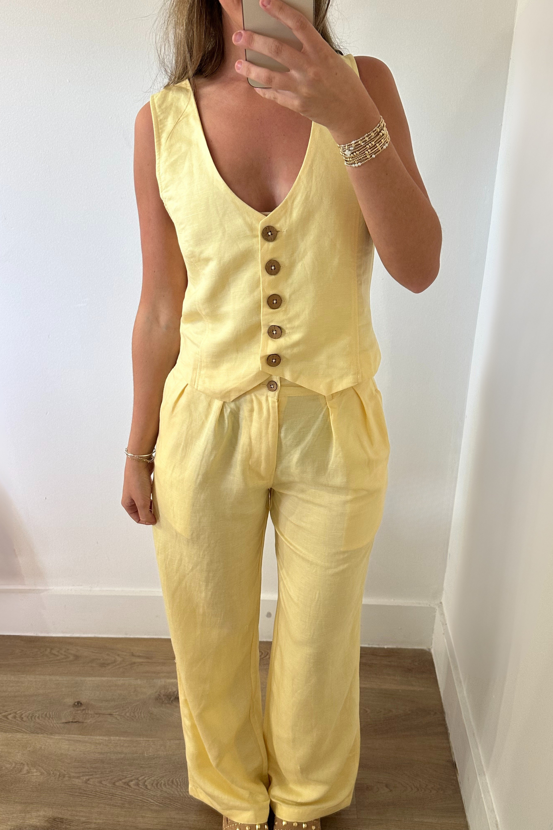 Here Comes the Sun Linen Vest - Yellow