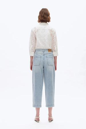 Super High Rise Barrel Denim Jeans - Light Blue