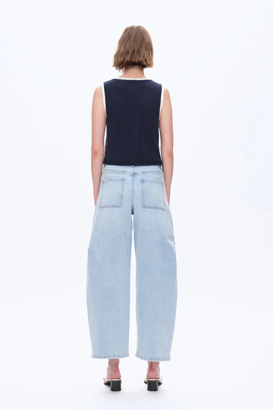 Mid-Rise Balloon Jeans - Light Blue