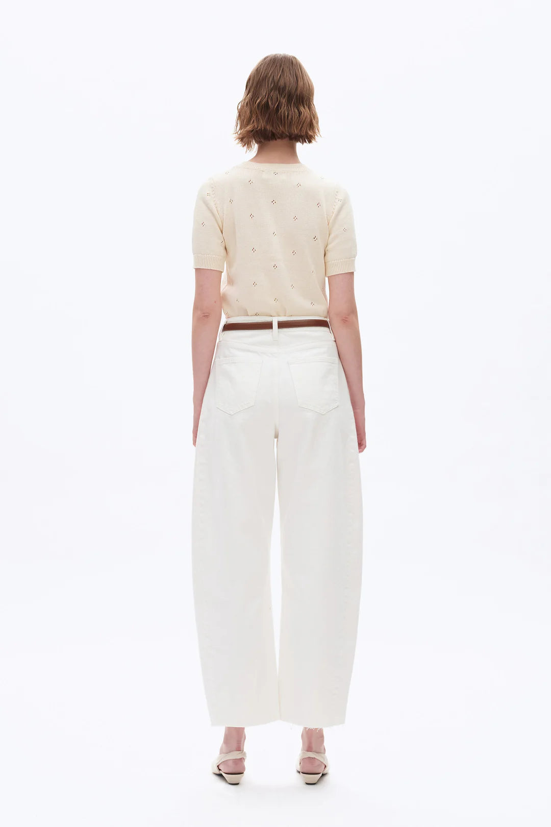 Super High Rise Barrel Leg Denim Jeans - White