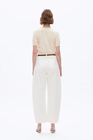 Super High Rise Barrel Leg Denim Jeans - White