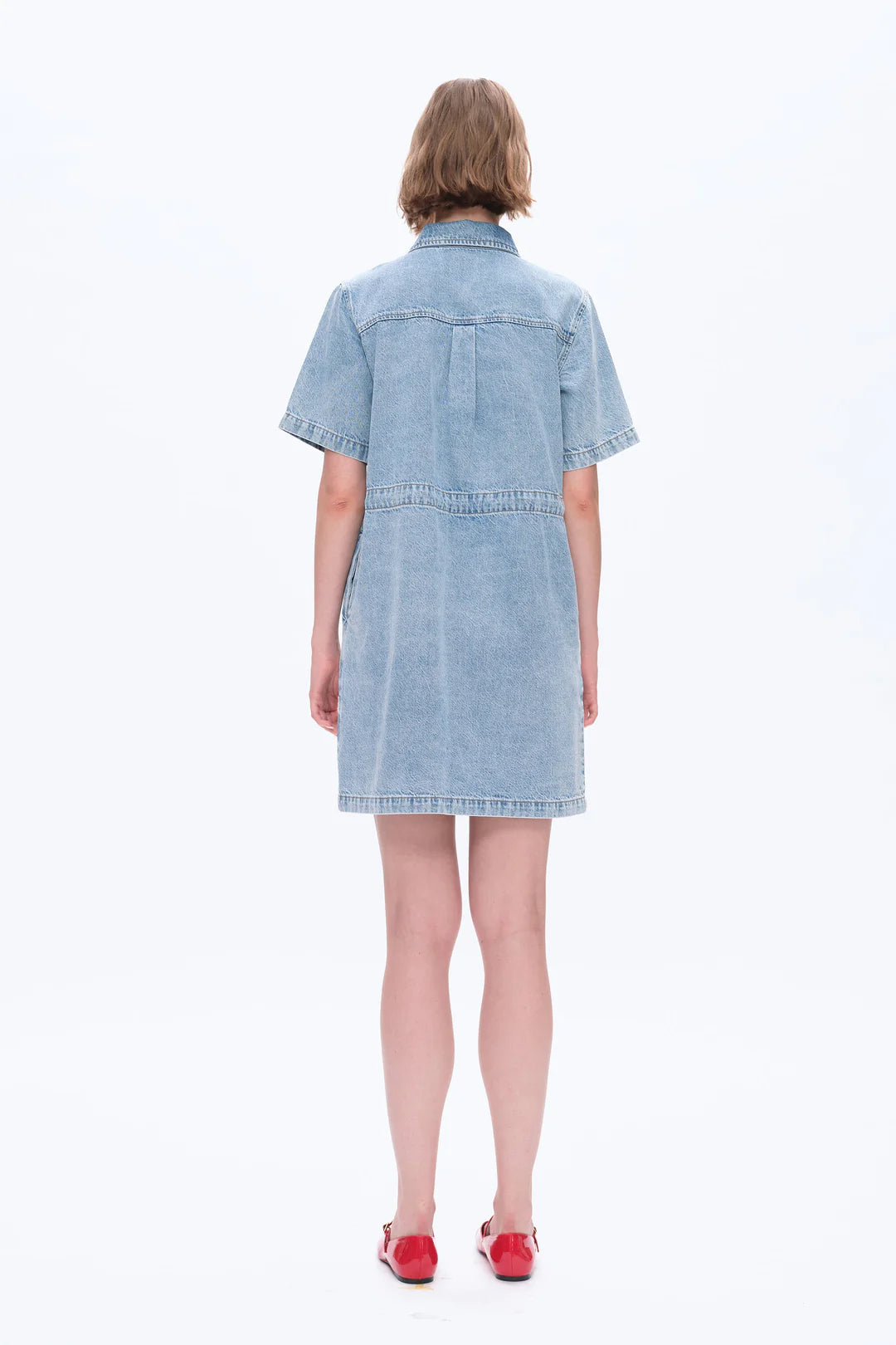 Denim Shirt Dress - Light Blue