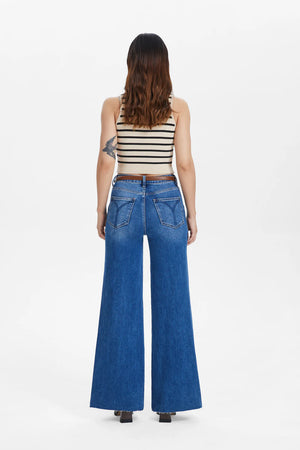 Utility Patch Pocket Wide Leg Jeans - Dark Indigo