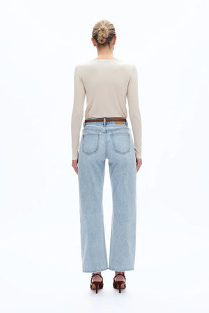 Mid Rise Barrel Leg Jeans - Light Blue