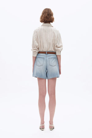 Mid Rise Denim Shorts - Light Blue