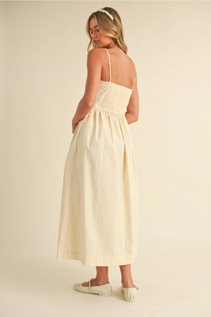 Chloe Bow Midi Dress - Cream