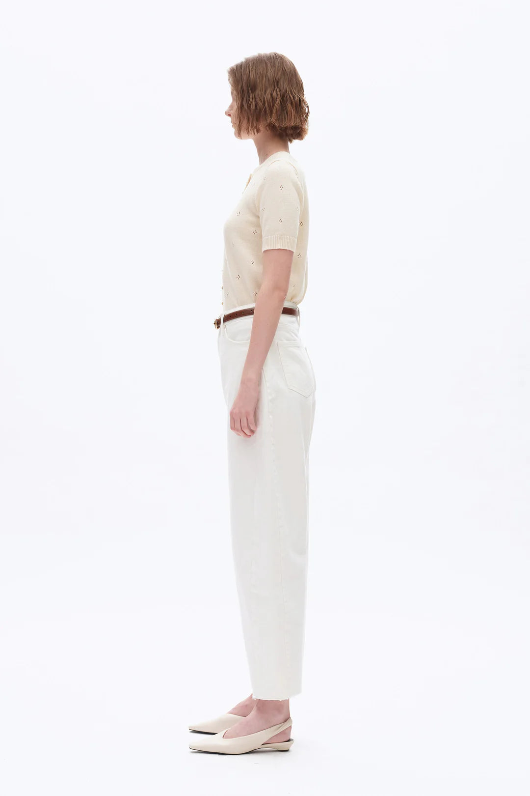 Super High Rise Barrel Leg Denim Jeans - White