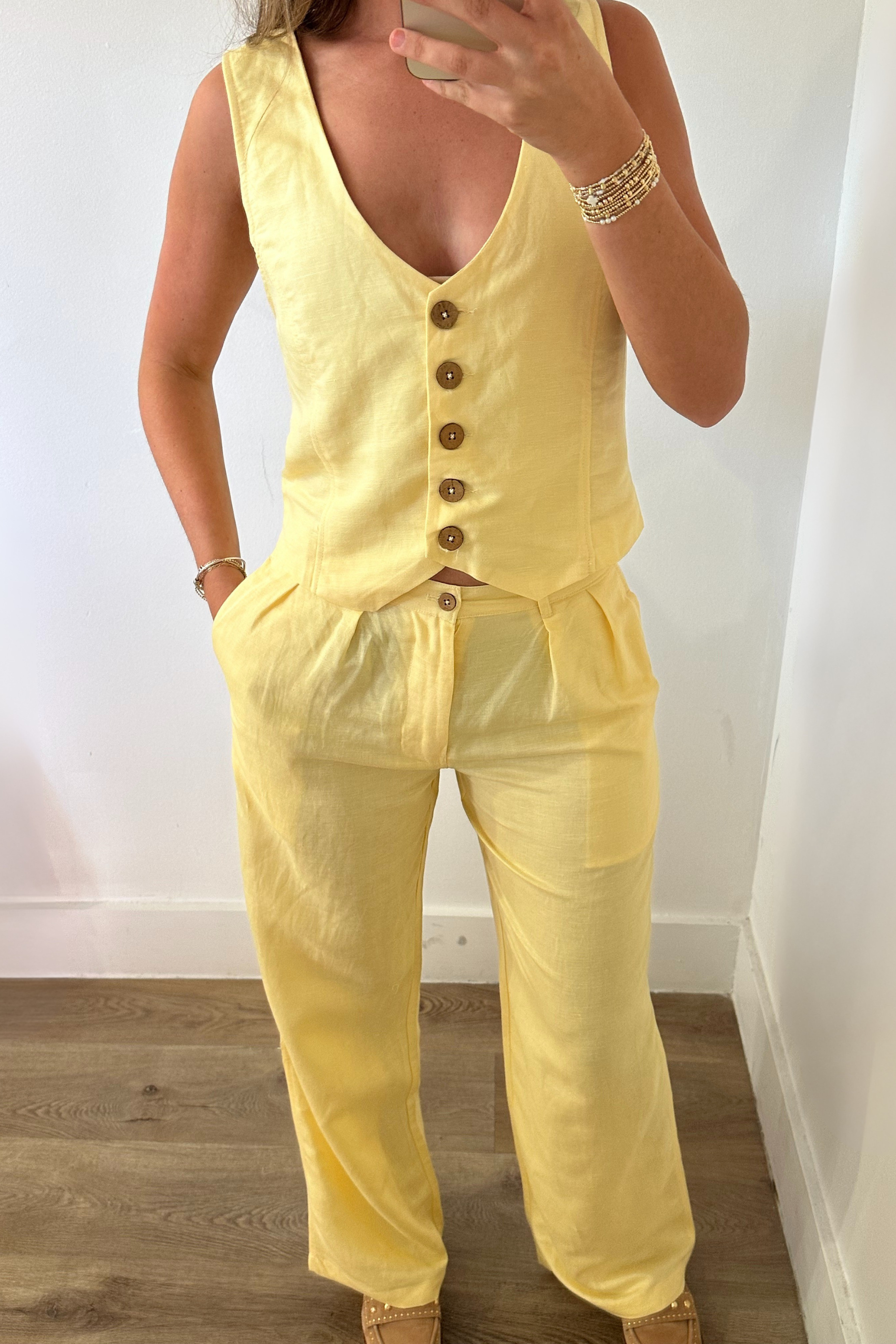 Here Comes the Sun Linen Pants - Yellow