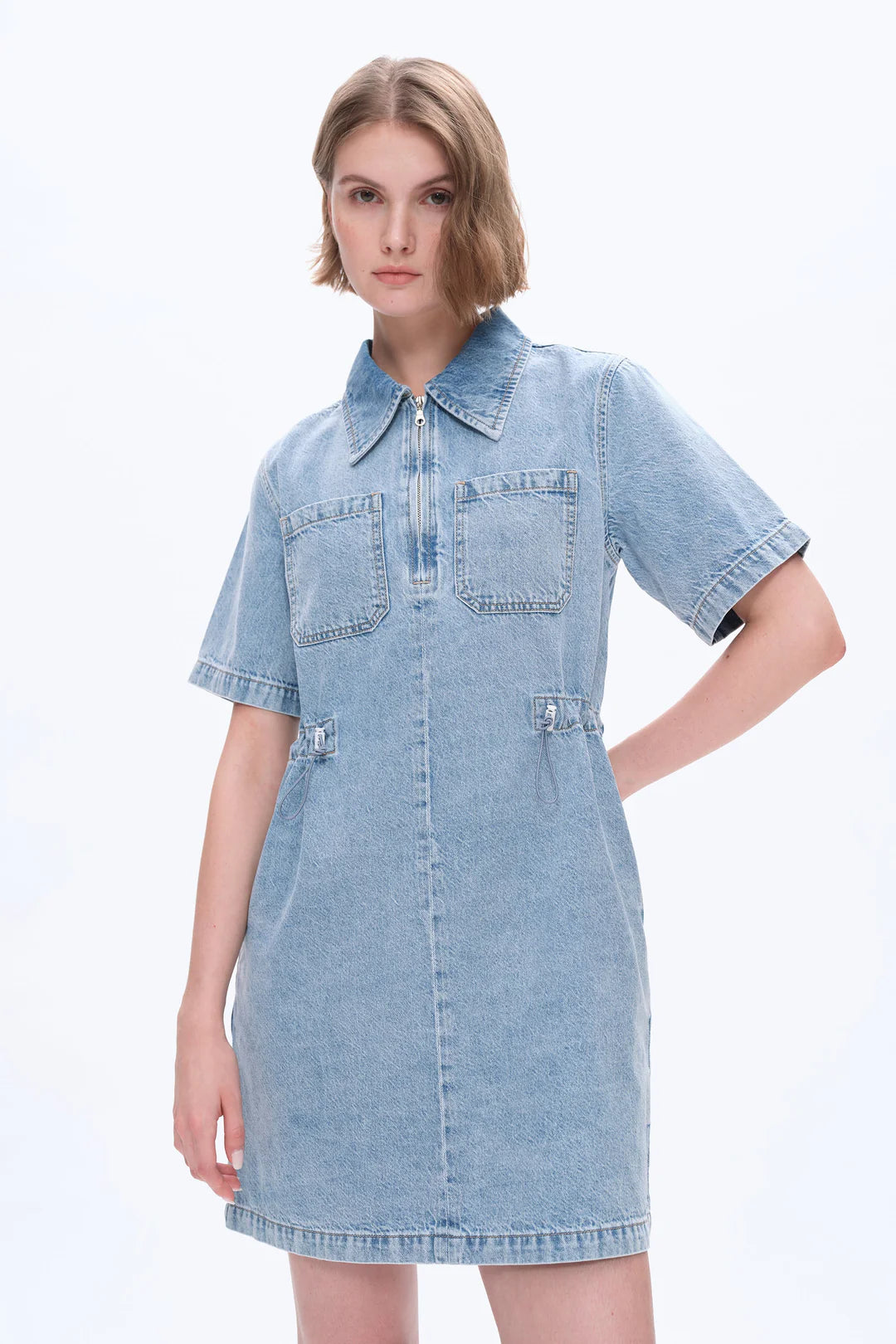 Denim Shirt Dress - Light Blue