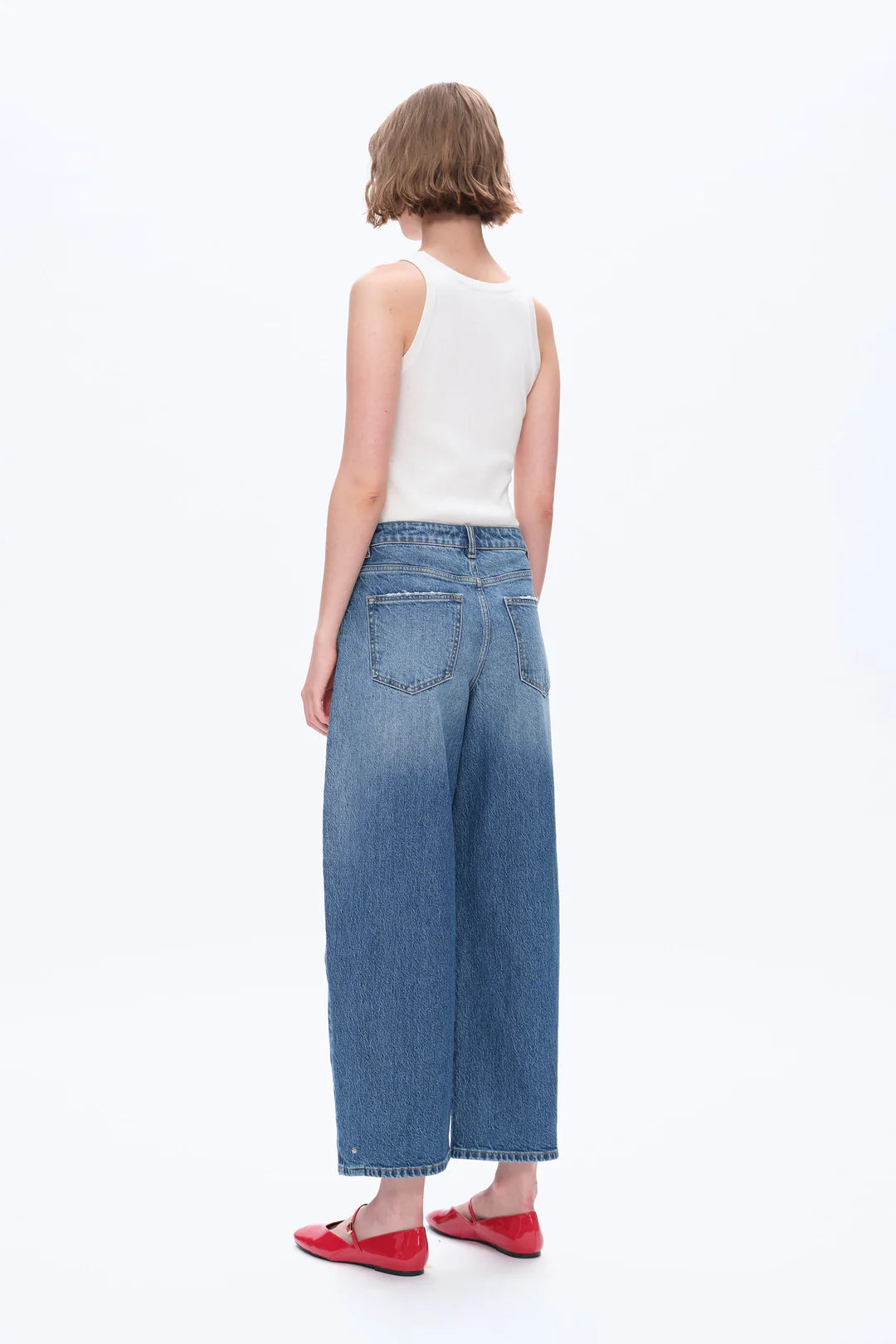 Mid-Rise Balloon Jeans - Medium Blue