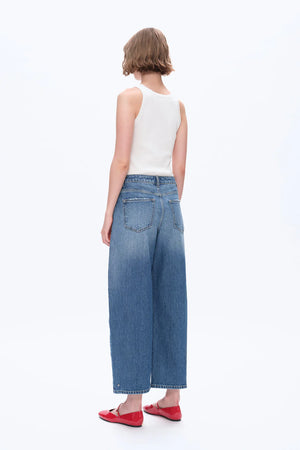 Mid-Rise Balloon Jeans - Medium Blue