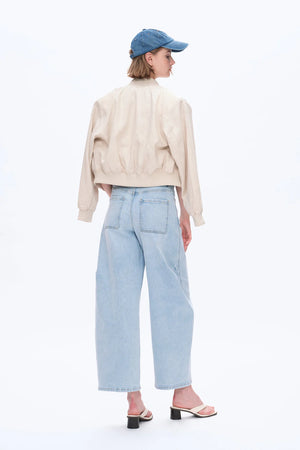 Mid-Rise Balloon Jeans - Light Blue