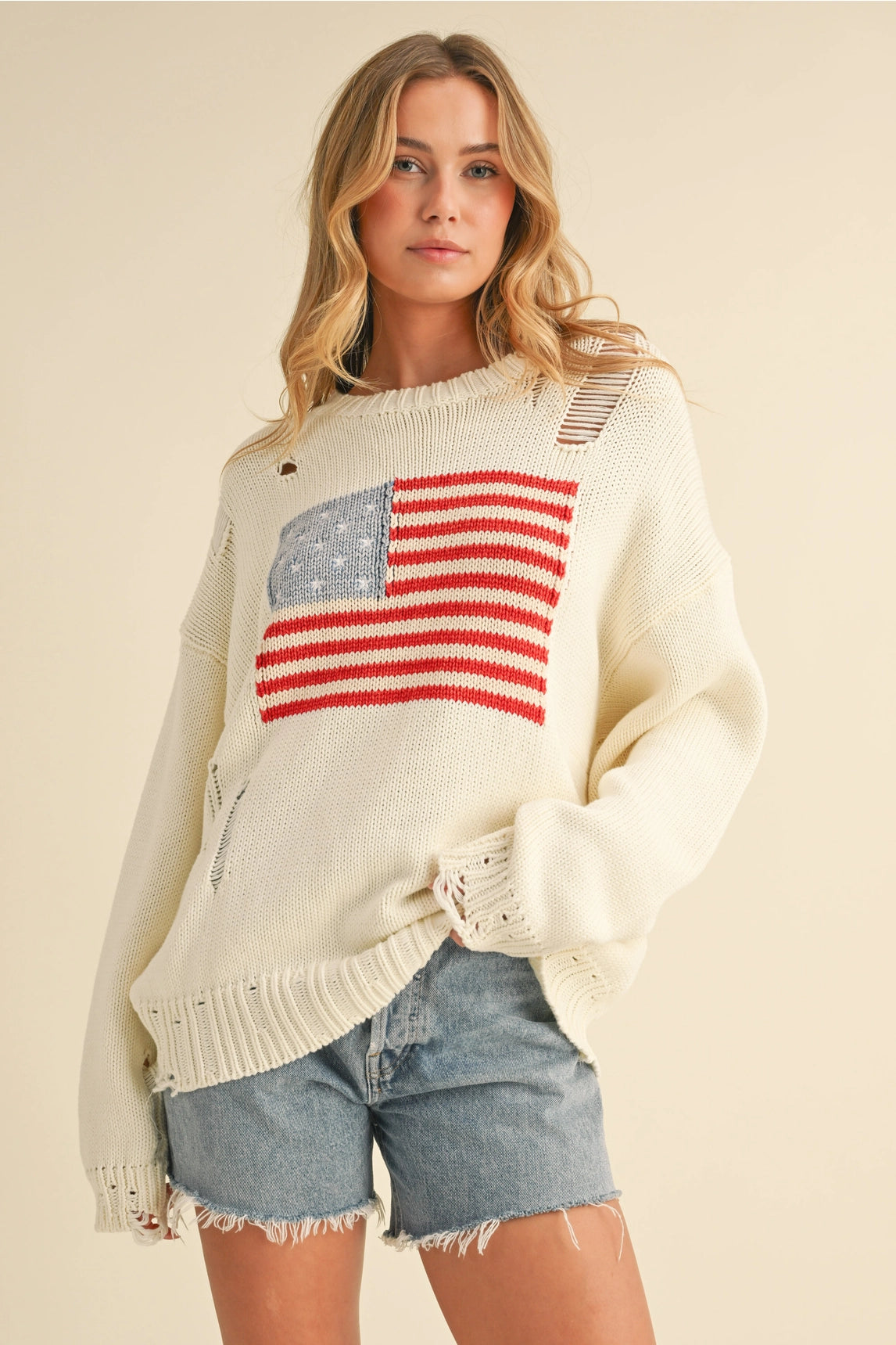 Flag Knit Sweater Top