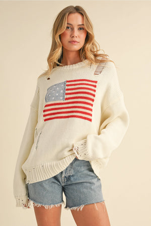 Flag Knit Sweater Top