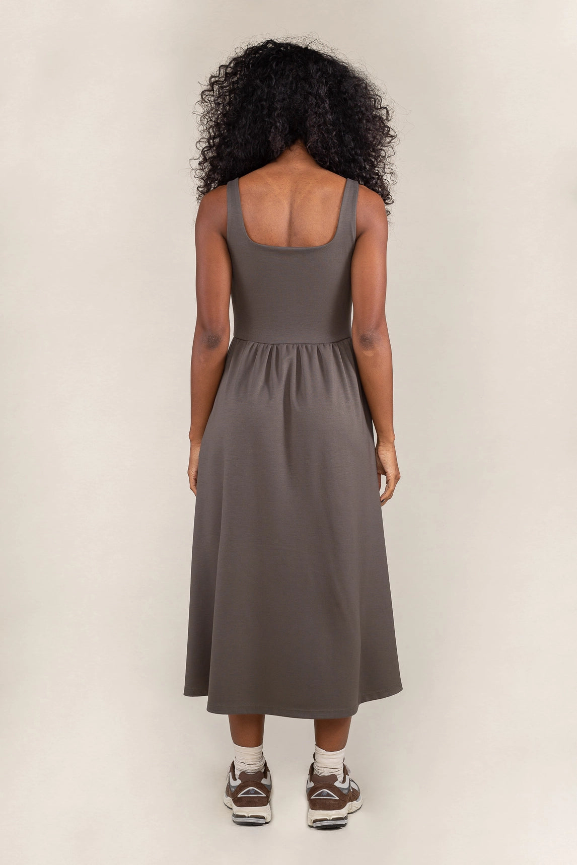 Basic Swing Midi Dress - Olive
