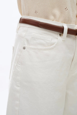 Super High Rise Barrel Leg Denim Jeans - White
