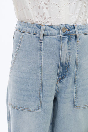 Super High Rise Barrel Denim Jeans - Light Blue