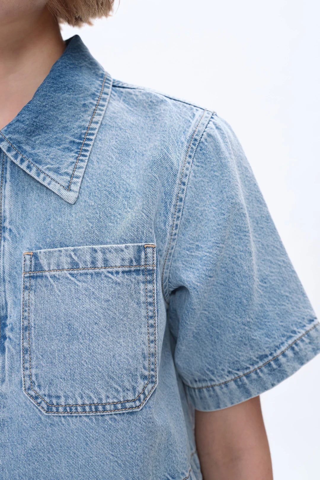 Denim Shirt Dress - Light Blue