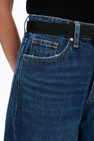 Super High Rise Barrel Denim Jeans - Dark Blue