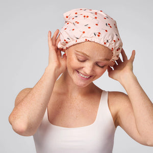 KITSCH Satin-Lined Flexi Shower Cap - Cherry