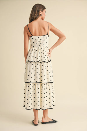 Polkadot Tiered Midi Dress - Ivory