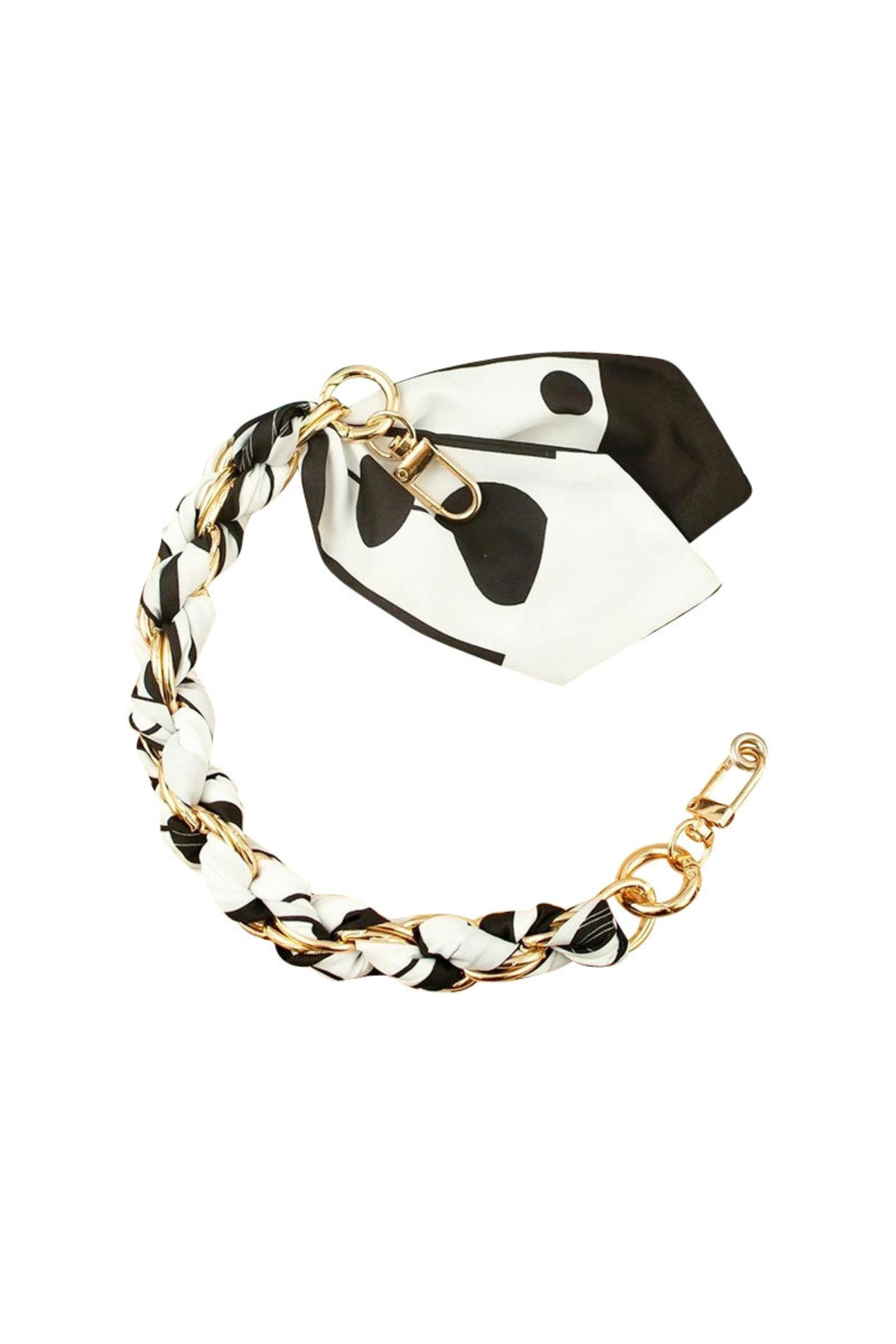 Gold Phone Chain - Black and White Scarf