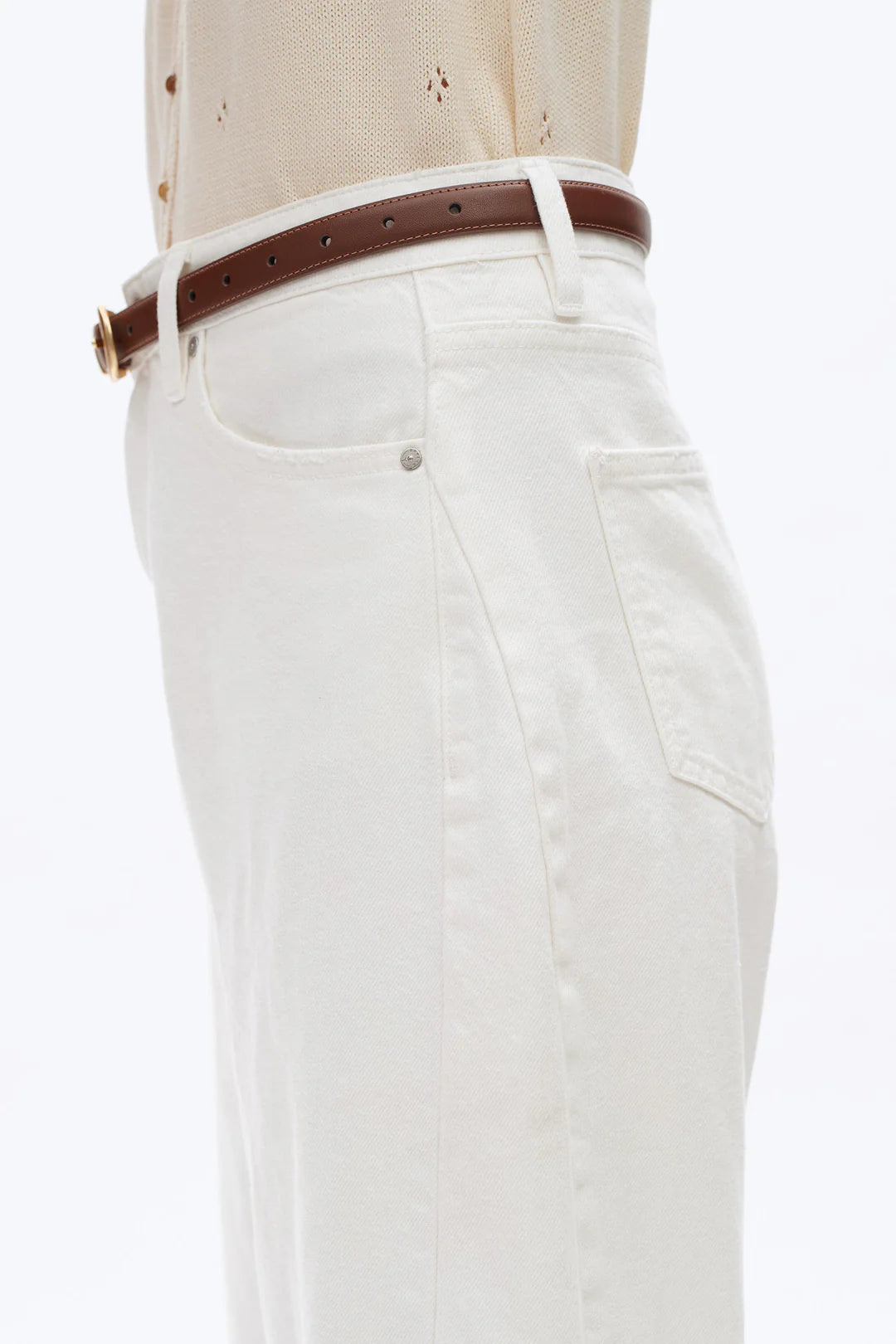 Super High Rise Barrel Leg Denim Jeans - White