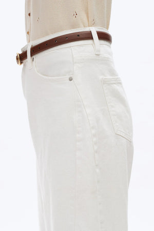 Super High Rise Barrel Leg Denim Jeans - White