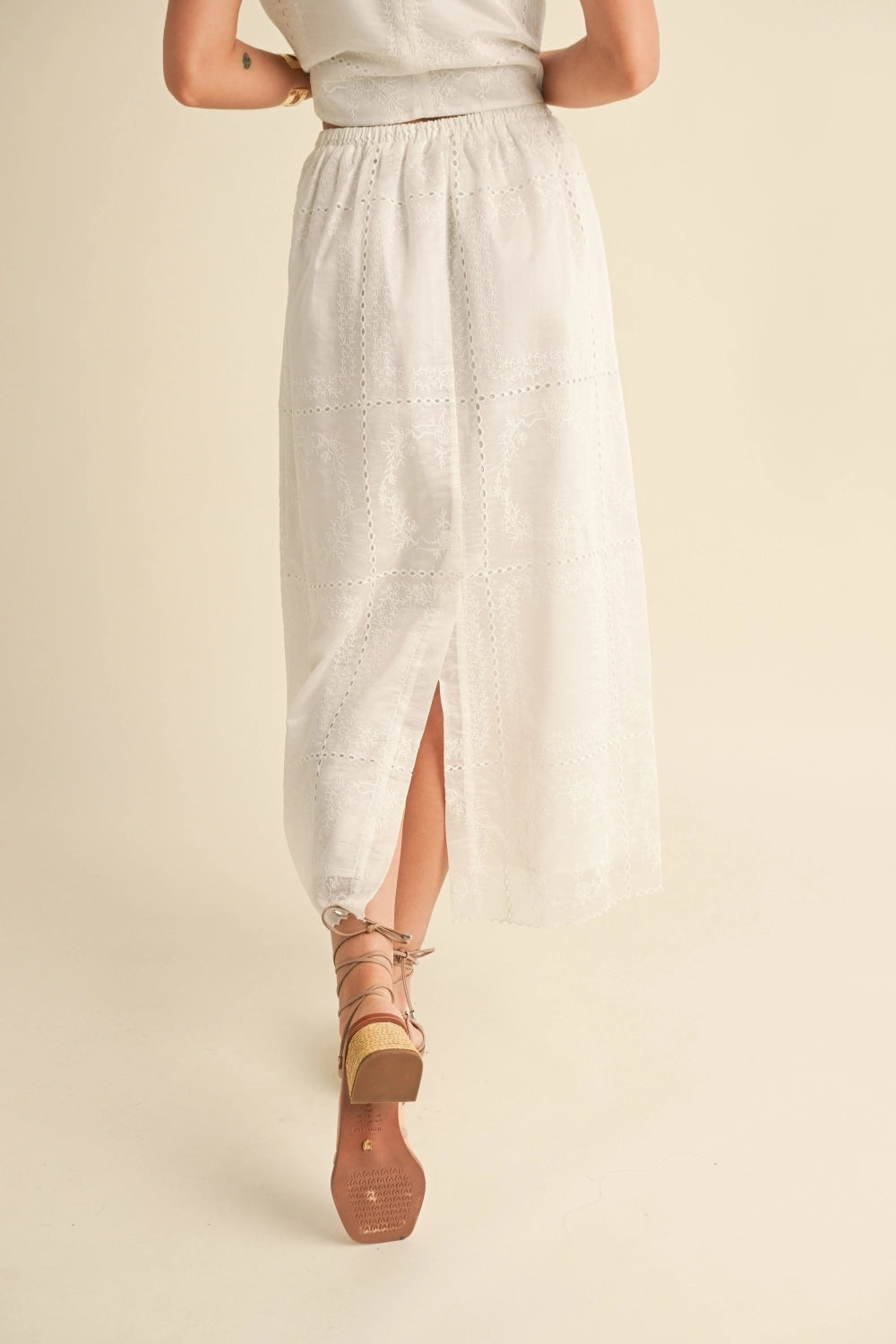 Eyelet Maxi Skirt - White