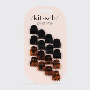 KITSCH - Mini Classic Claw Clips - 16pc - Black & Tort