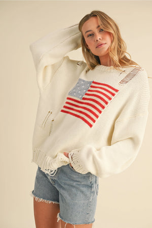 Flag Knit Sweater Top