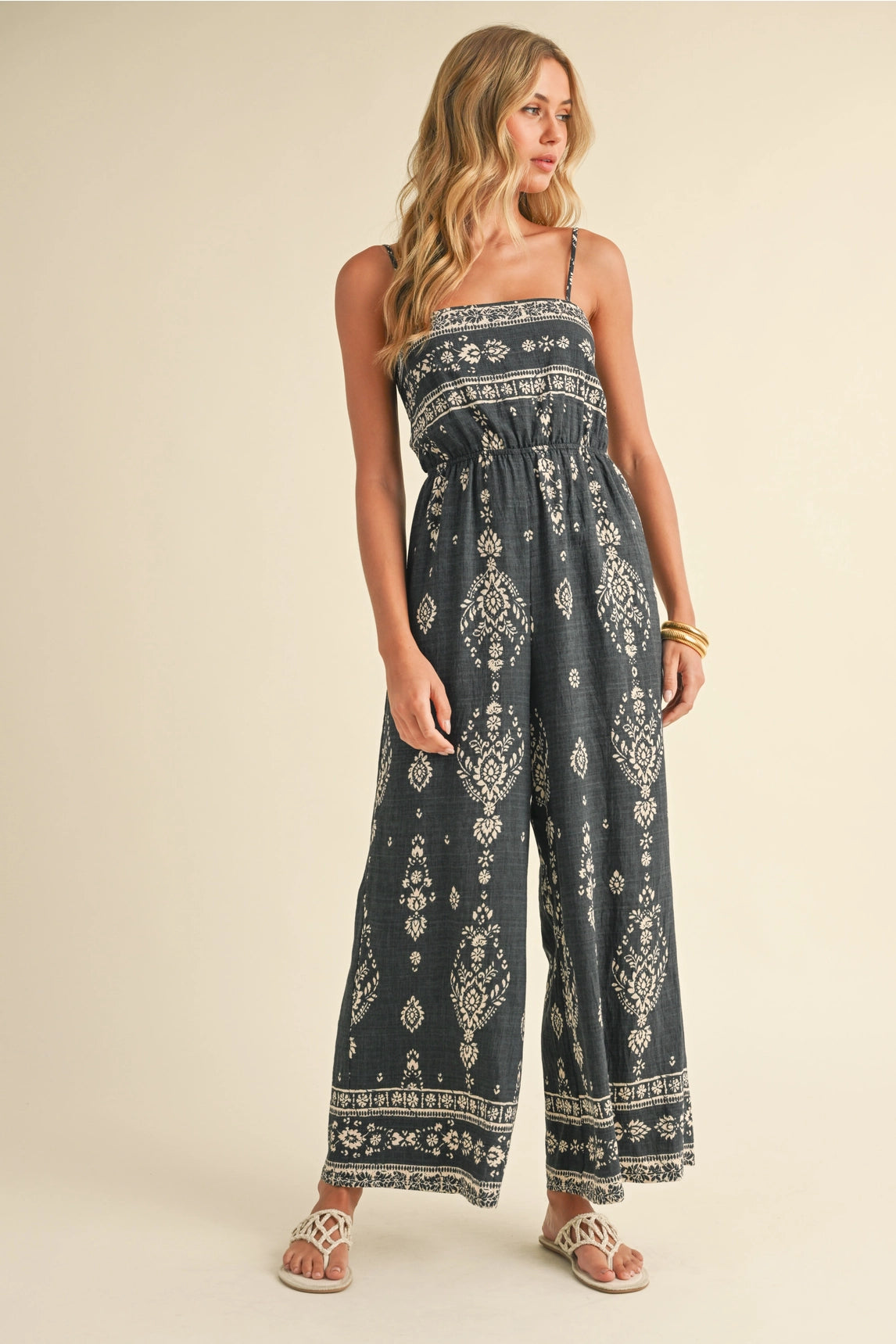 Camille Printed Smocked Jumpsuit
