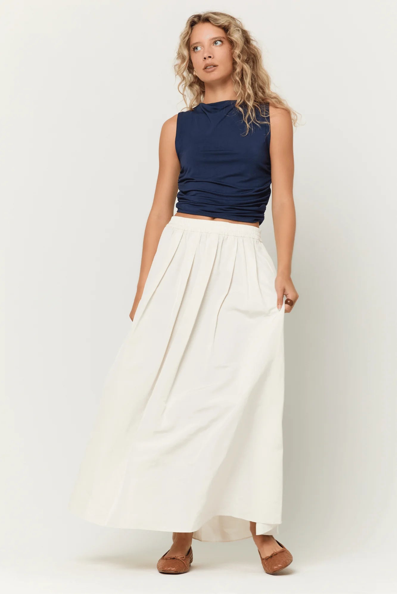 Wyatt Ruched Side Tank - Navy