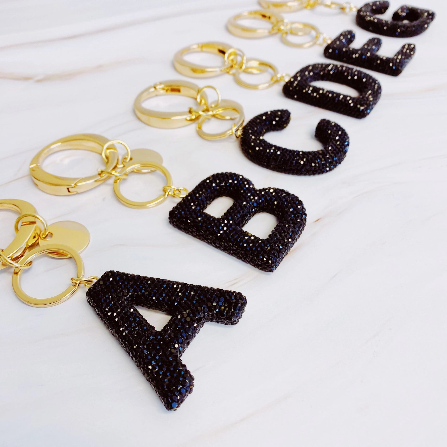 It Girl Glam Initial Key Chain - Black