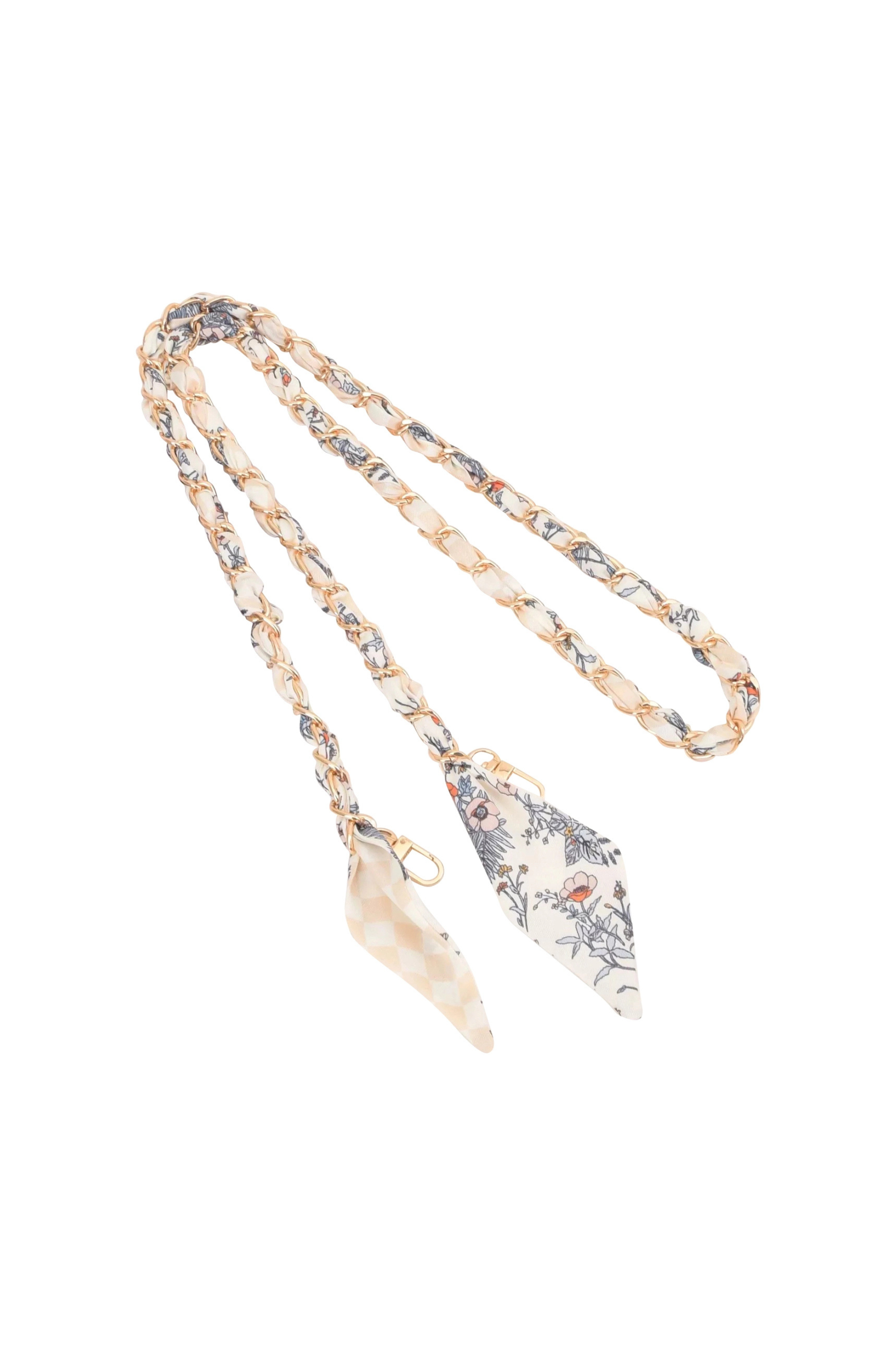 Gold Phone Chain - Cream Flower Scarf