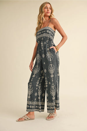 Camille Printed Smocked Jumpsuit