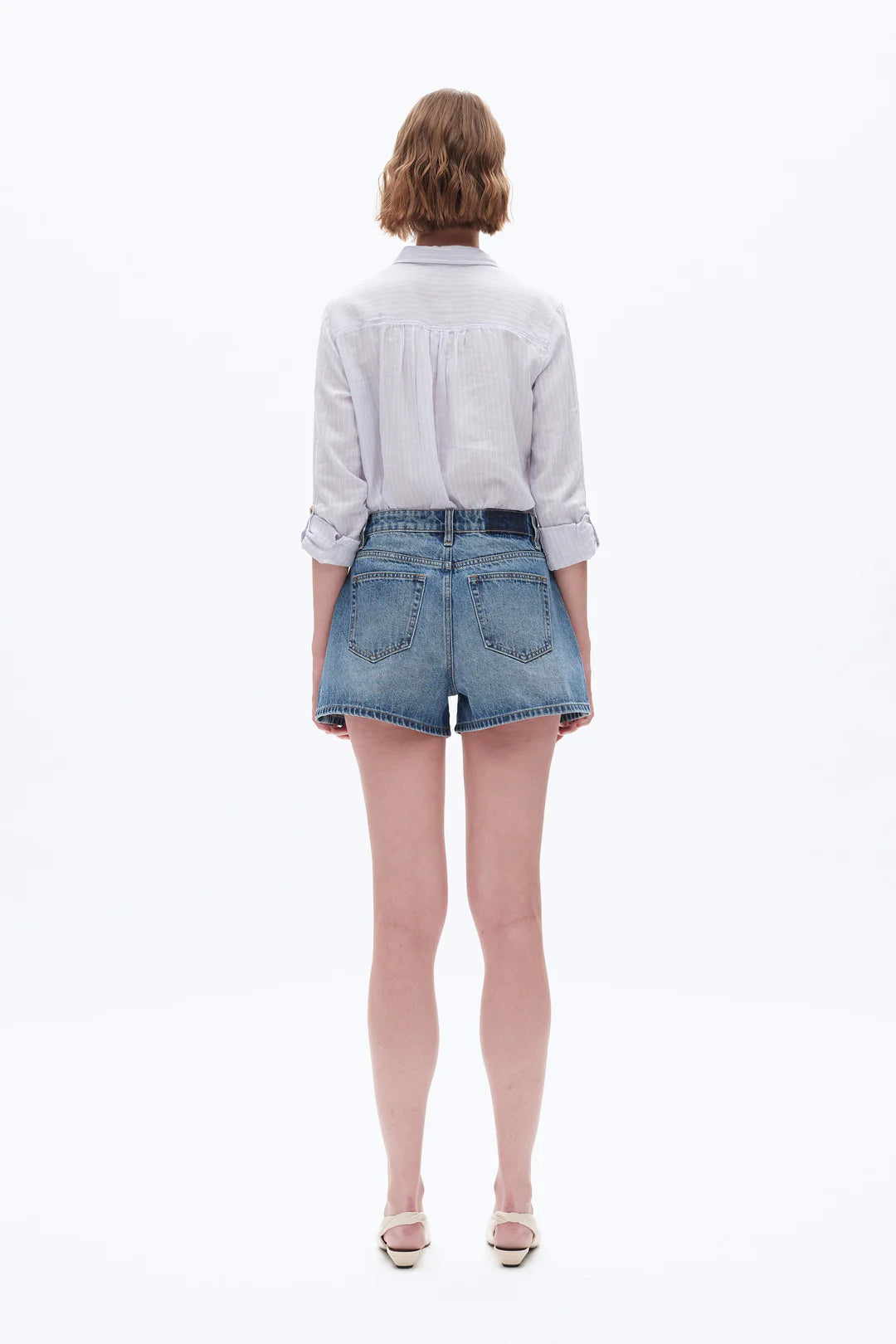 Mid Rise Denim Shorts - Medium Blue