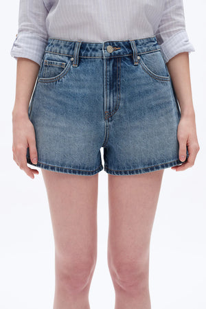 Mid Rise Denim Shorts - Medium Blue
