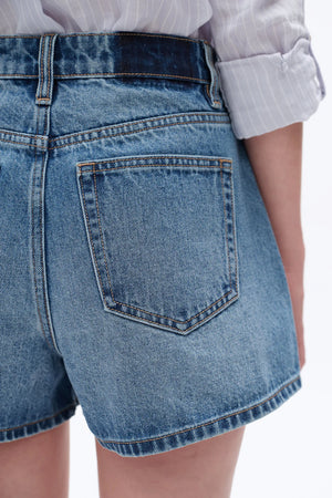 Mid Rise Denim Shorts - Medium Blue