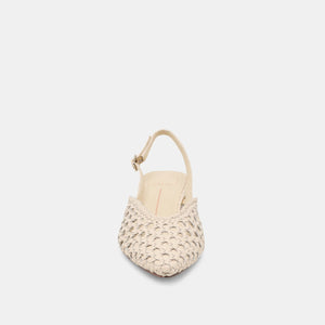 Dolce Vita Birdie Woven Flats - Off White Leather
