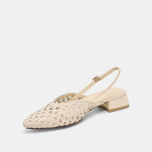 Dolce Vita Birdie Woven Flats - Off White Leather