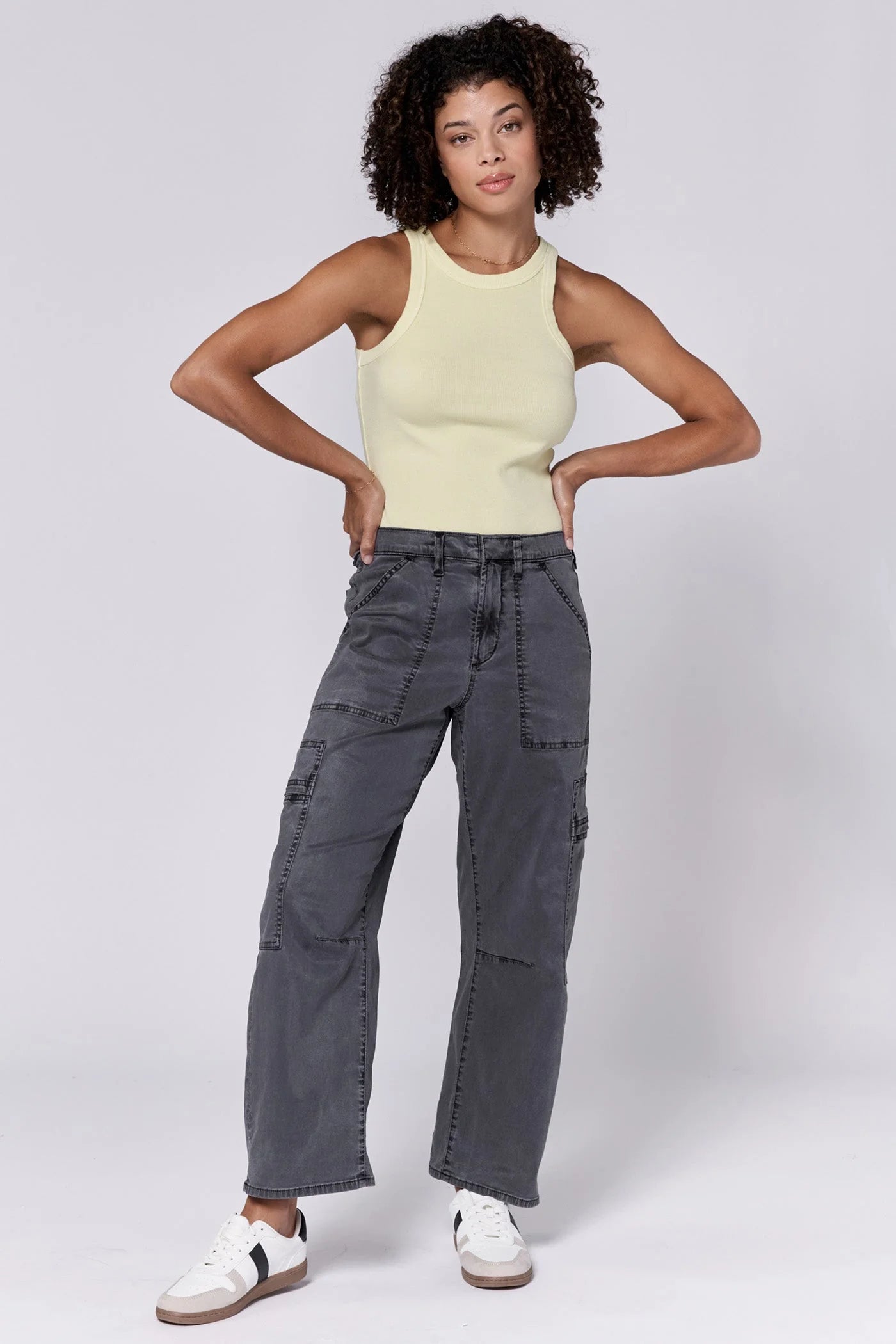 Lasso High Rise Cropped Pants - Charcoal
