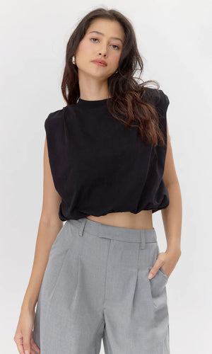 Alisa Jersey Bubble Top - Black