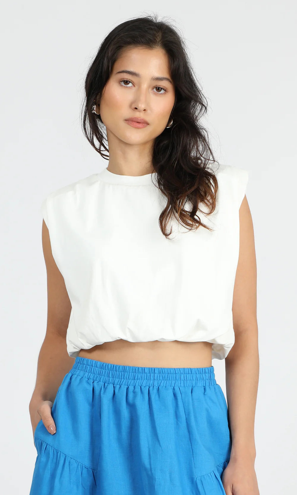Alisa Jersey Bubble Top - White