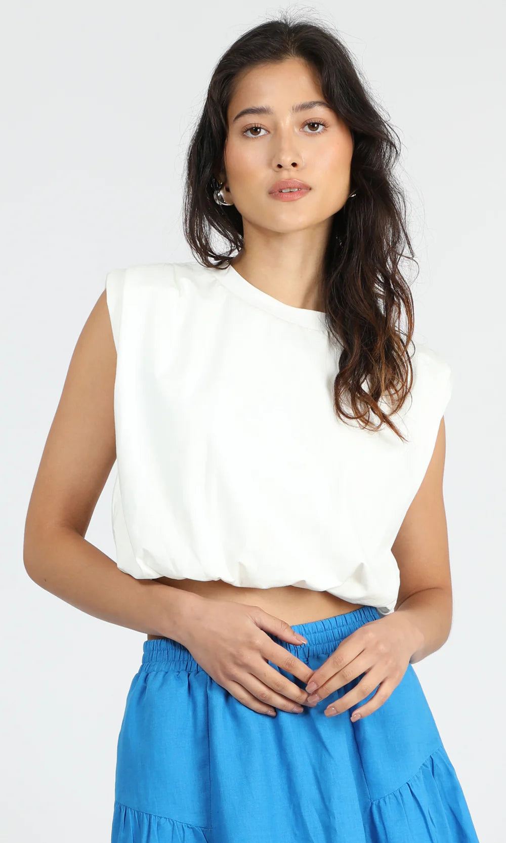 Alisa Jersey Bubble Top - White