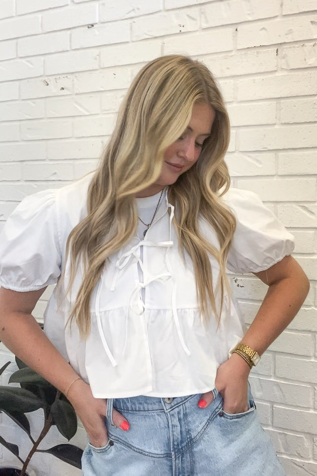 Front Tie Peplum Blouse