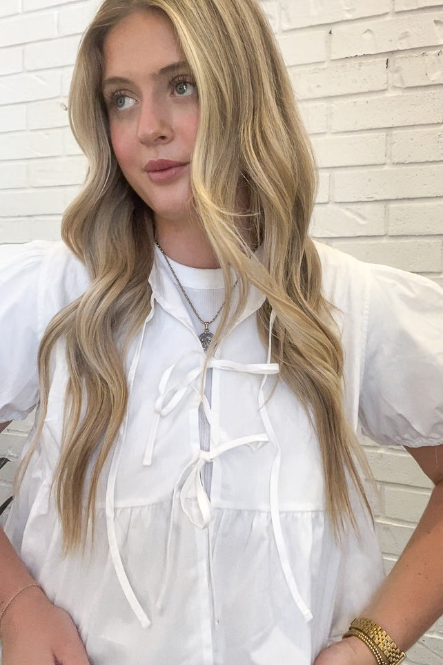 Front Tie Peplum Blouse
