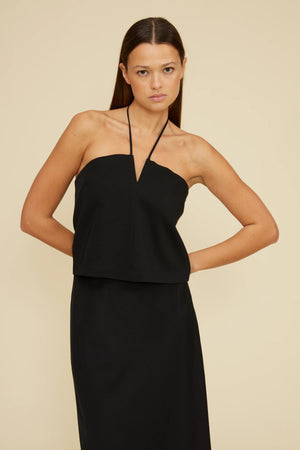 Tatum V-Neck Halter Top - Black