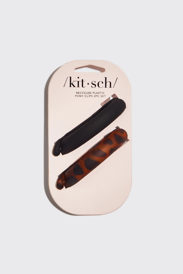 KITSCH - Recycled Plastic Pony Clips 2pc- Black & Tort